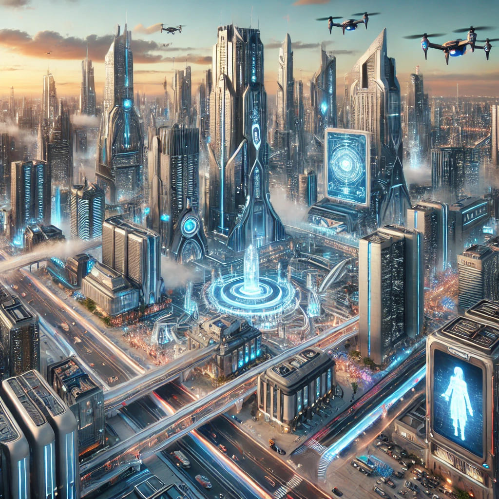 Basic futuristic city generated by AI - Ciudad futurista básica generada por IA