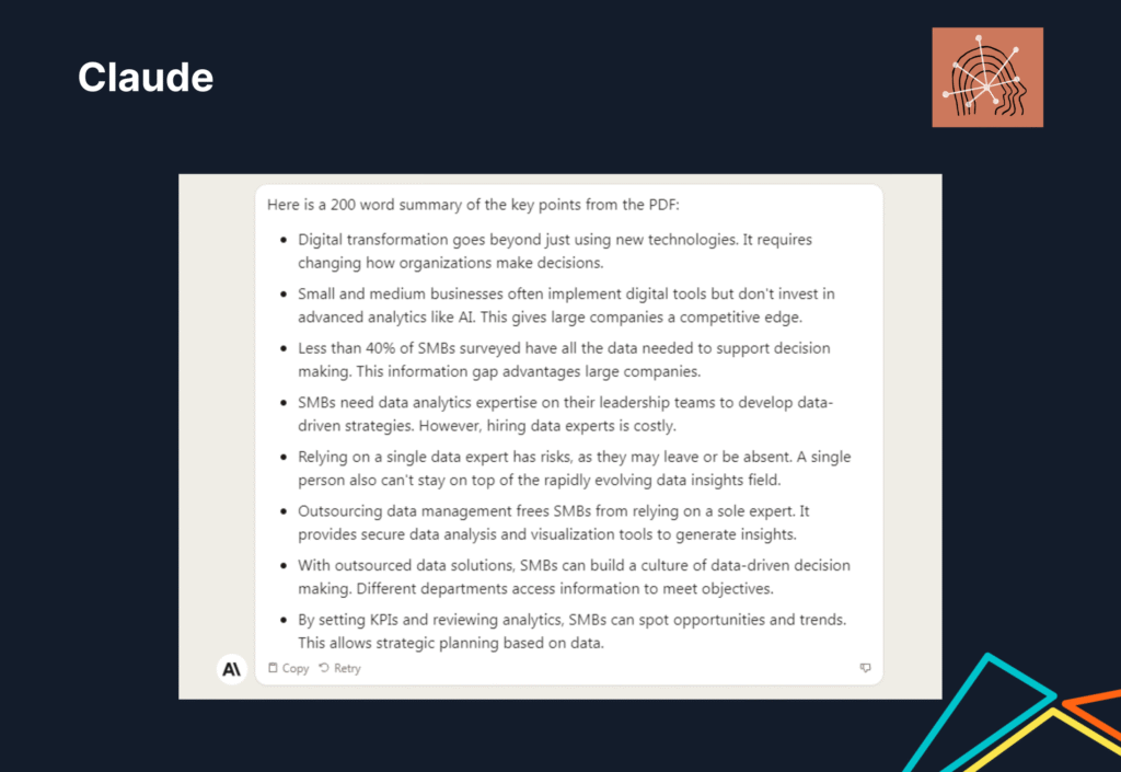 Output Claude LLM text summarization